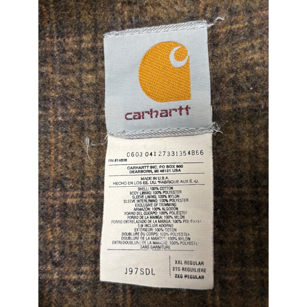 VTG Carhartt J97SDL Detroit Jacket Men's Tan Brown Blanket Lined Canvas Size XXL - Picture 12 of 14